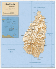 Saint Lucia Physical Map