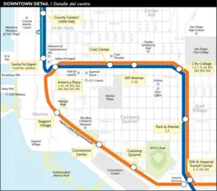 San Diego Downtown Metro System Map (trolley)