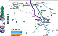 San Jose Light Rail Map (santa Clara)