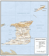 Trinidad Tobago Physical Map