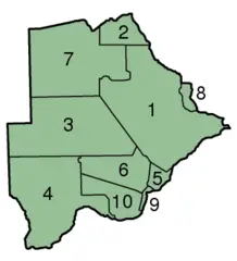 Botswana Districts Numbered 300px