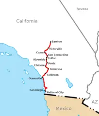 California Southern Railroad Route Map