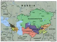 Caucasus Central Asia Political Map 2000 5