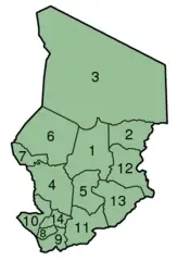Chad Prefectures Numbered 300px
