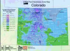 Colorado Plant Hardiness Zone Map