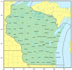 Counties Map of Wisconsin