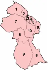 Guyana Regions Numbered (gina)