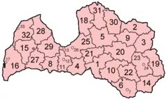 Latvia Districts Numbered