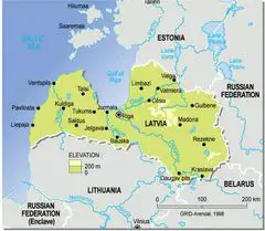 Latvia Topographic Map