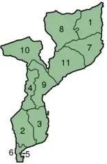 Mozambique Provinces Numbered 300px