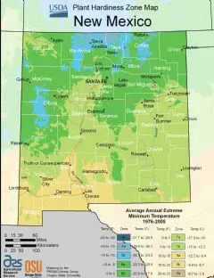 New Mexico Plant Hardiness Zone Map