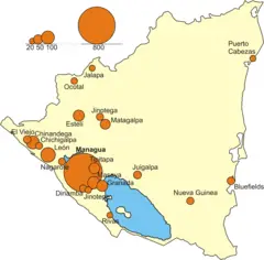 Nicaragua Cities Over 20th Map