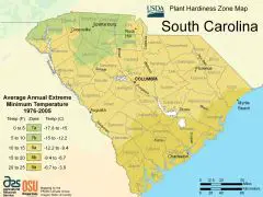 South Carolina Plant Hardiness Zone Map